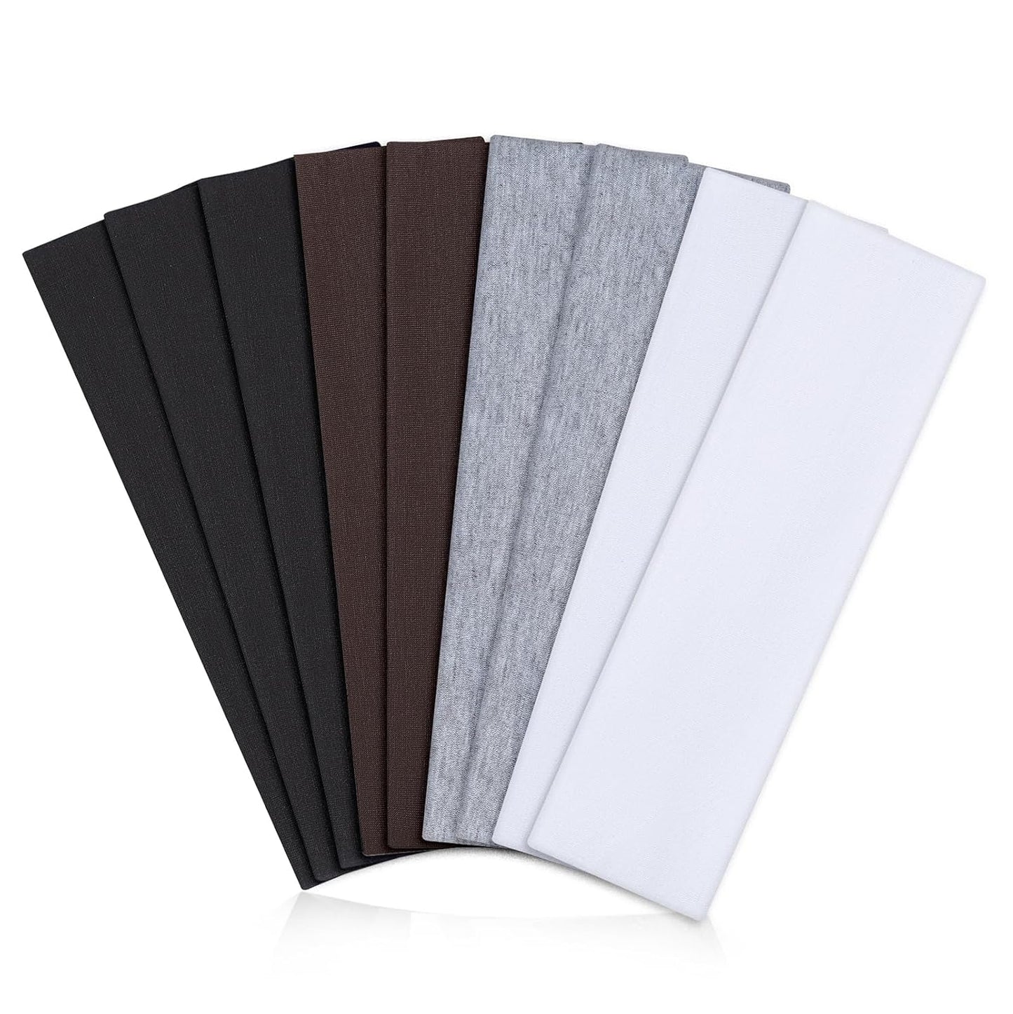 9 Pack Headbands for Women Non Slip - Fabric Elastic Hair Bands for Women's Hair, Soft Cotton Cloth Stretchy Sport Headbands, Sweat Absorption Athletic Hairbands for Workout Yoga Running - A