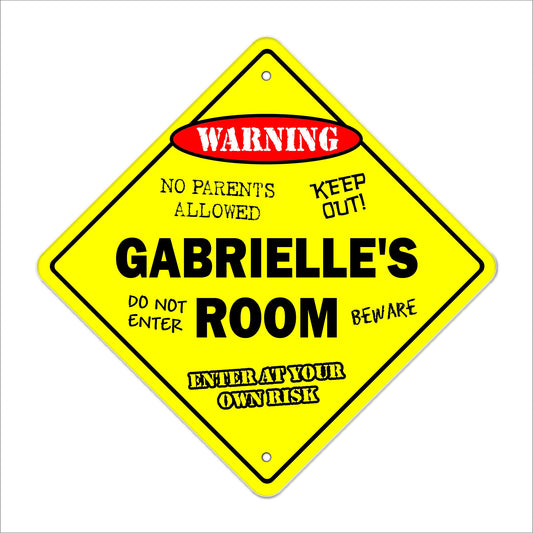 Gabrielle's Room Sign Crossing Zone Xing | Indoor/Outdoor | 12" Tall Kids Bedroom Decor Door Children's Name boy Girl