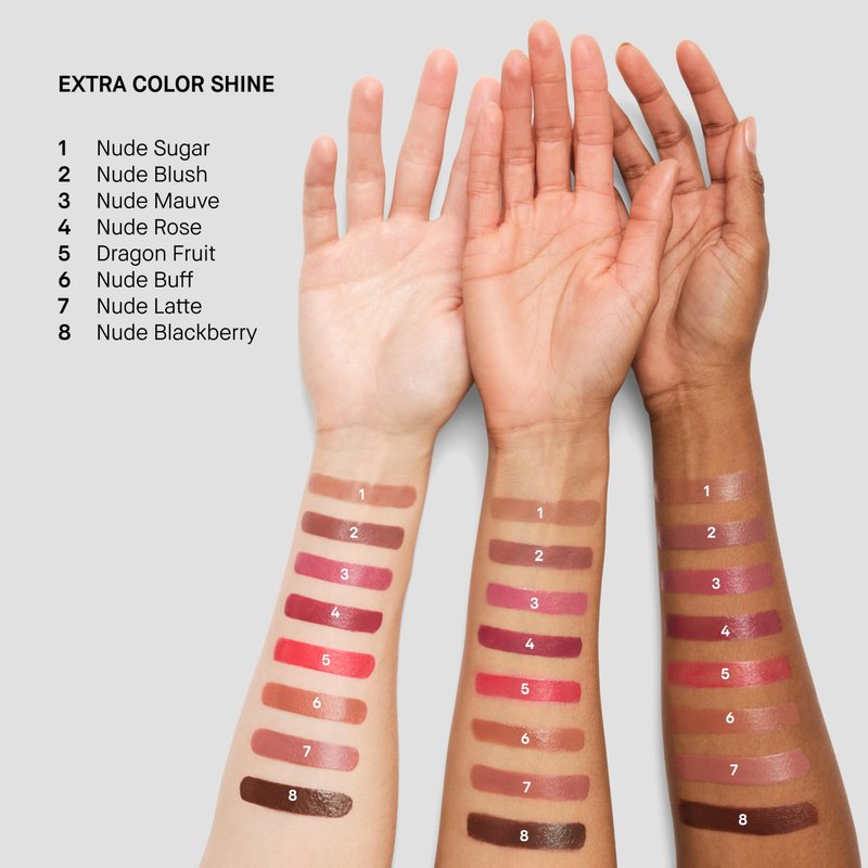 Bobbi Brown Extra Color Shine | Lipstick-Like Color with Balmy Hydration & Water-Glazed Shine | Jojoba & Safflower Botanical Blend, 0.1 Ounce, Nude Rose