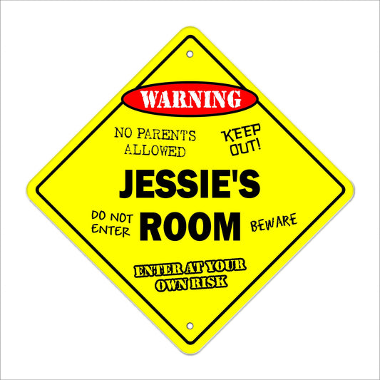 Jessie's Room Sign Crossing Zone Xing | Indoor/Outdoor | 12" Tall Kids Bedroom Decor Door Children's Name boy Girl