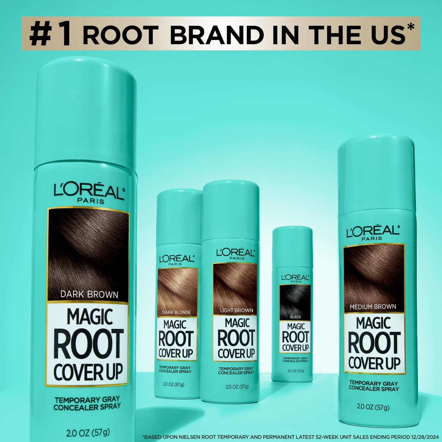 L'Oreal Paris Magic Root Cover Up Gray Hair Spray, 100% Gray Hair Coverage with Buildable, Lightweight, Transfer-Resistant, and Temporary Formula, Ammonia-Free, Medium Brown, 2 oz (1 Count)