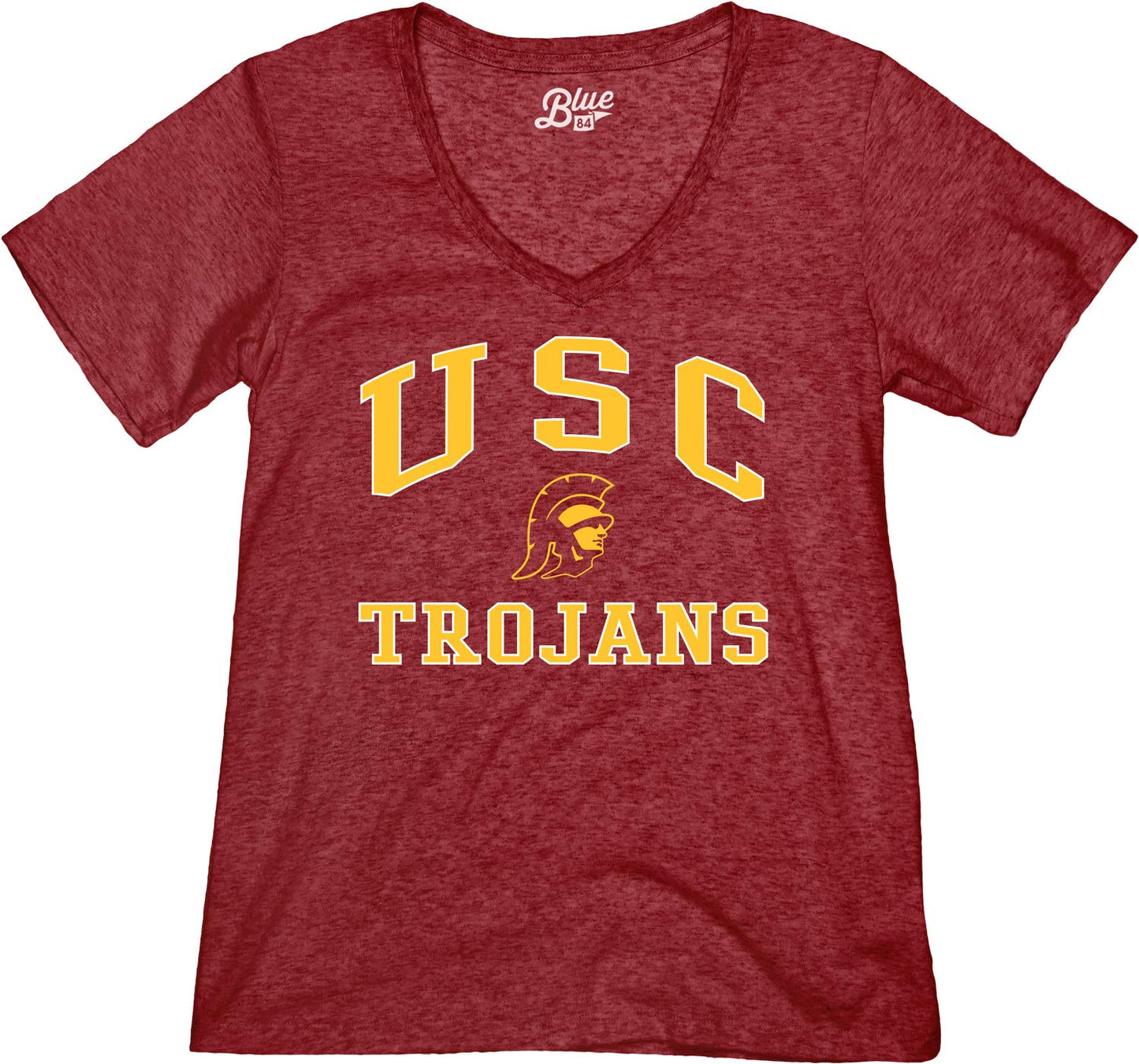Blue 84 Women's USC Trojans Heathered Team Color Confetti T Shirt, Usc Trojans Cardinal, Small
