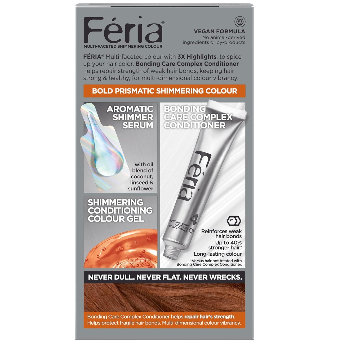 L'Oreal Paris Feria High Intensity Hair Color - Multi-Faceted Shimmering Dye | 54 Spiced Copper, 1 Kit
