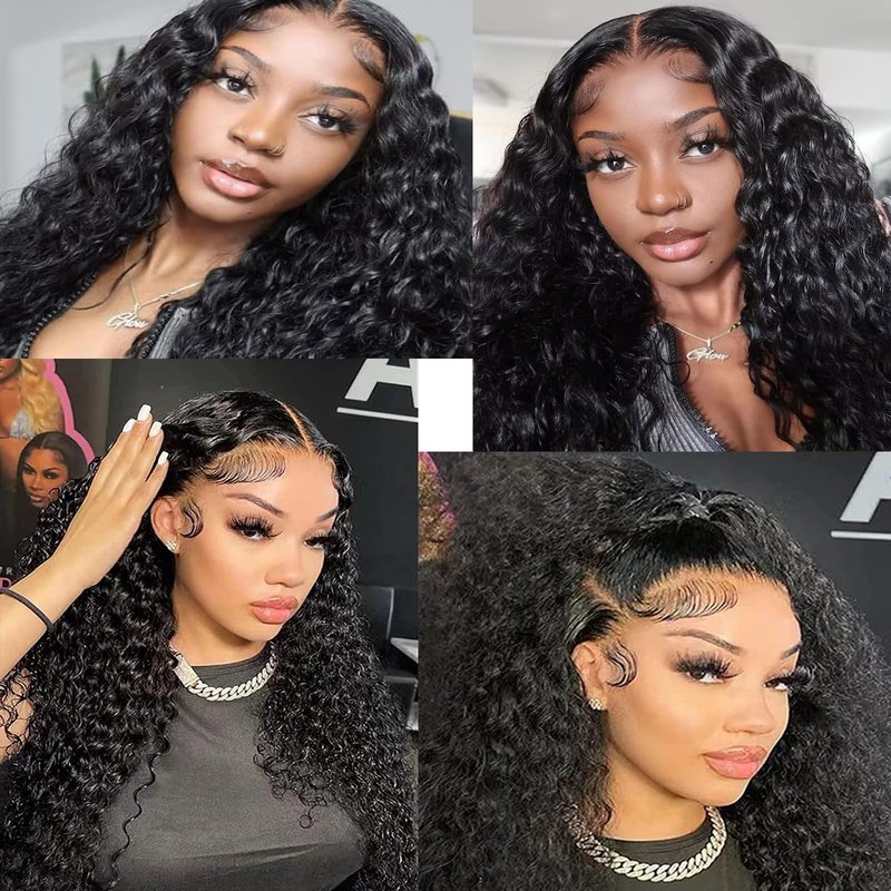 2x6 Deep Wave Closure Brazilian 100% Unprocessed Human Virgin Hair Deep Wave Hd 2x6 Lace Closure Natural Hairline With Baby Hair Wet And Wavy Color Black 16 Inch