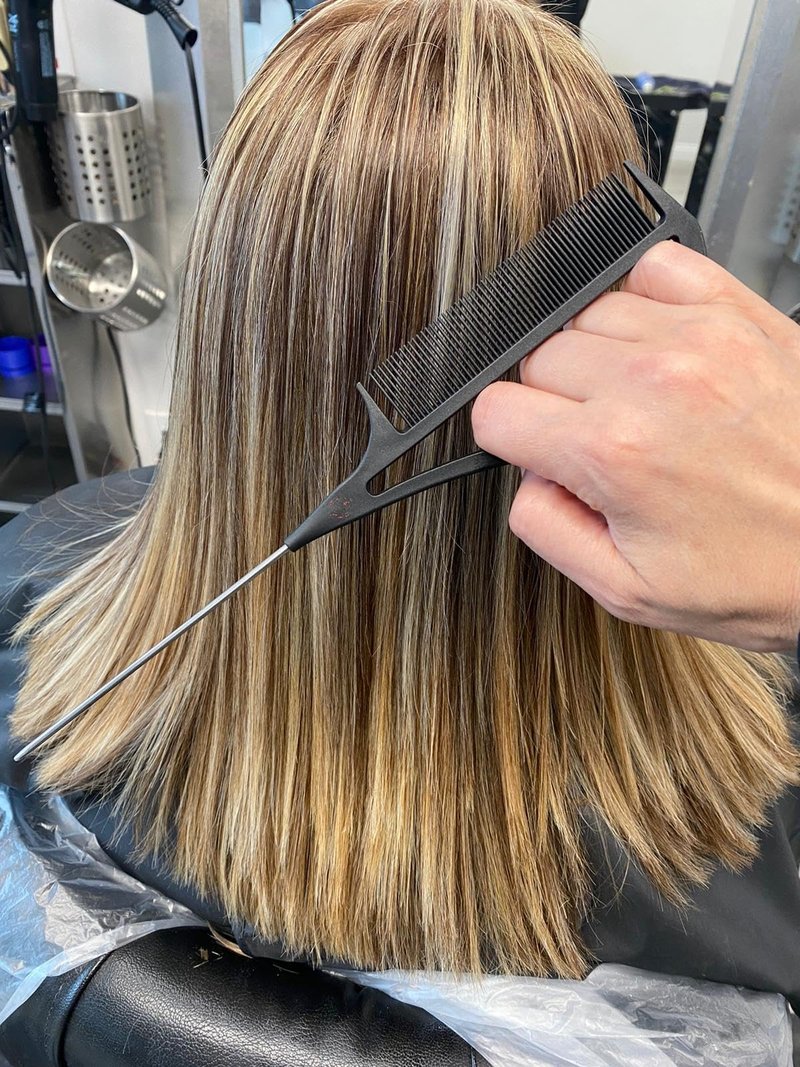 Pink Pewter Authentic "Never Let Go" Carbon Fibre Professional Styling Comb, Balayage and Highlighting Long Tail Metal Pick Teaser Comb (#2)