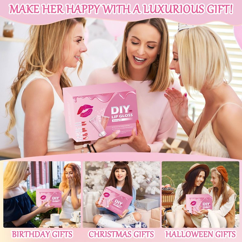 Jcoos Lip Gloss Making Kit, Make Your Own Lip Gloss Kit for Women Beginner, Girls, DIY Lipgloss Making Kits Lip Oil, Moisturizing Base, Pigments, Tubes, Women Gifts Unique, Popular Teen tuff