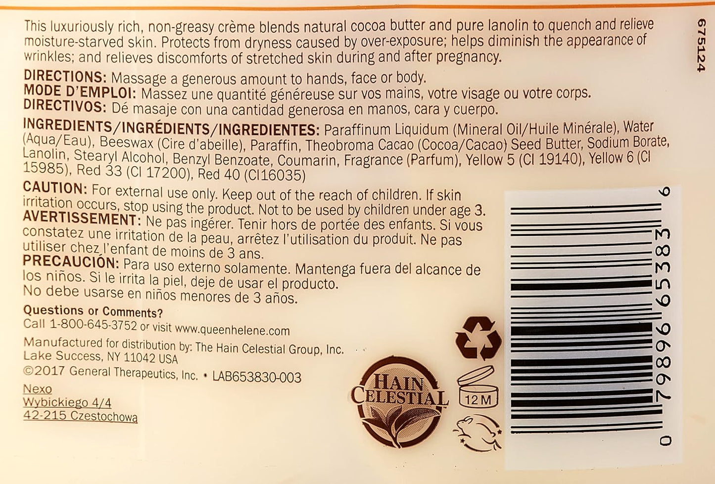 Queen Helene Cocoa Butter Face & Body Cream, 4.8 Oz (Packaging May Vary)