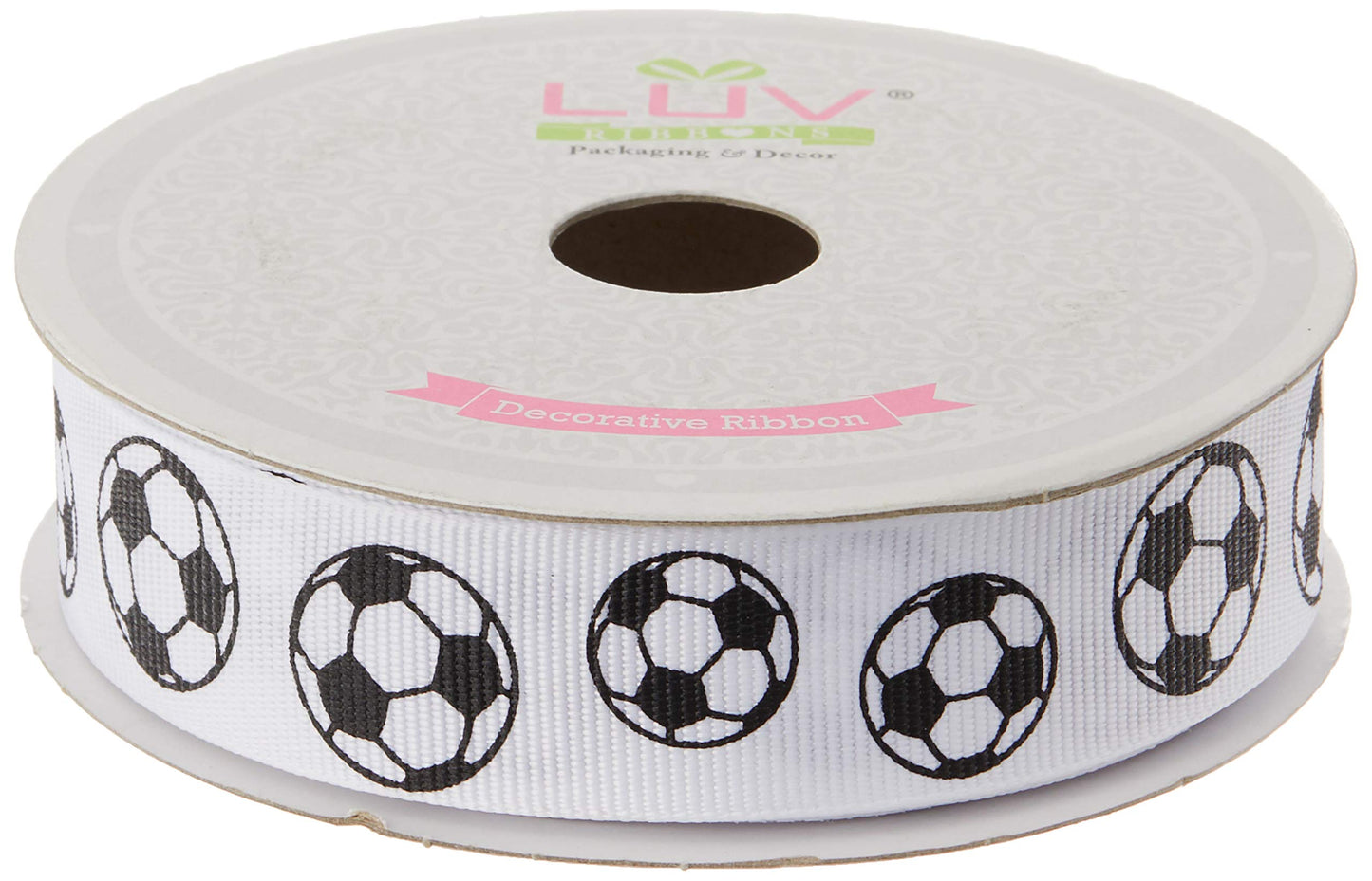 LUV RIBBONS GSO0708-SOC Grosgrain 7/8-Inch Sports Ribbon, 10-Yard, Soccer