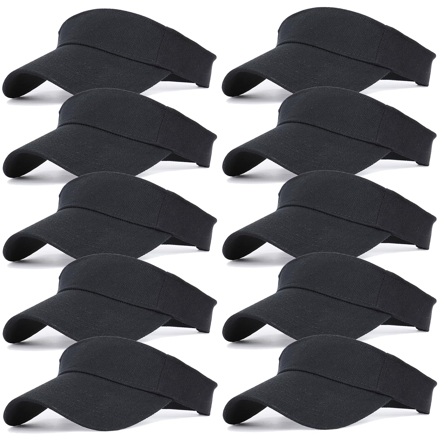 Unisex Sports Sun Visor Hats Open Top Bingo Visors for Tennis Golf Travel Summer Beach Pool (Black, 10)