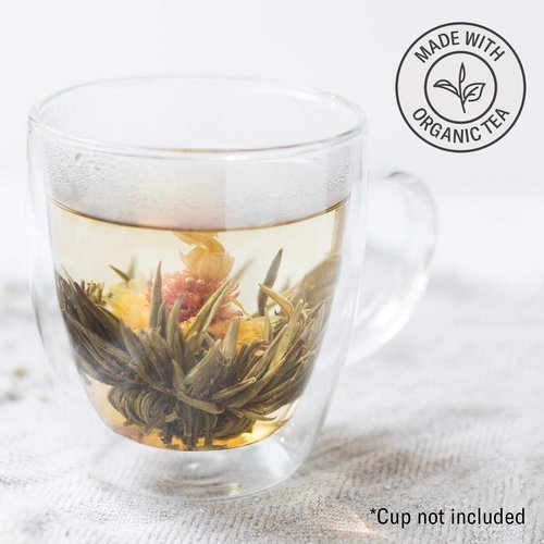Numi Organic Tea Petite Bouquet 4-Variety Flowering Tea Blossoms, Blooming Tea Flowers, Steeps 12 Pots