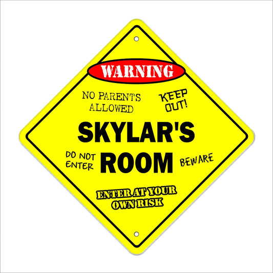 Skylar's Room Sign Crossing Zone Xing | Indoor/Outdoor | 12" Tall Kids Bedroom Decor Door Children's Name boy Girl