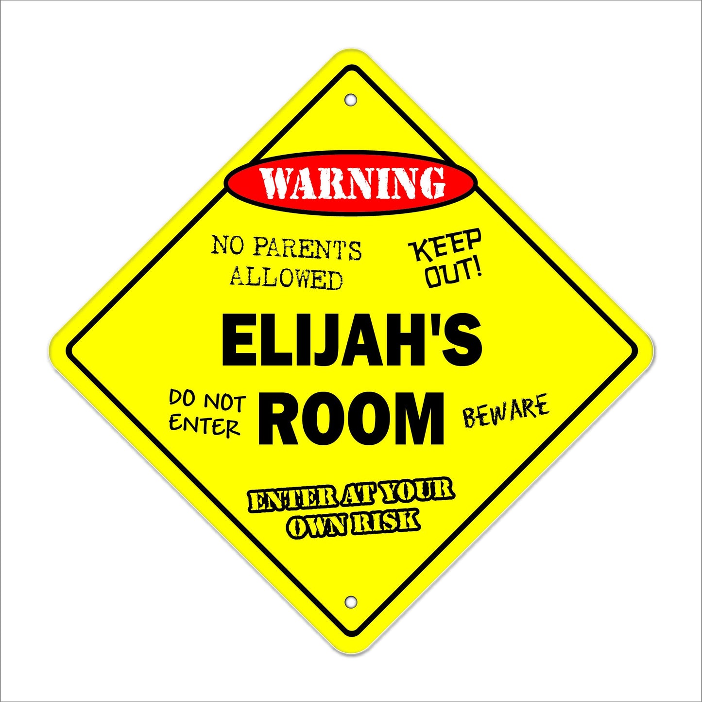 Elijah's Room Sign Crossing Zone Xing | Indoor/Outdoor | 12" Tall Kids Bedroom Decor Door Children's Name boy Girl
