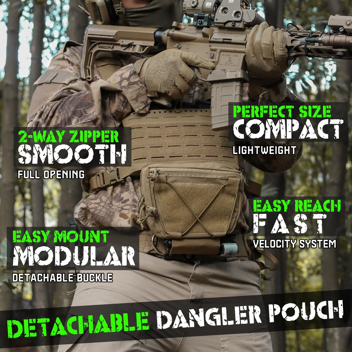 WYNEX Tactical Plate Carrier Drop Pouch Dangler Pouch for Molle Carrier Vest Chest Rig Accessories with Hook Loop Panel