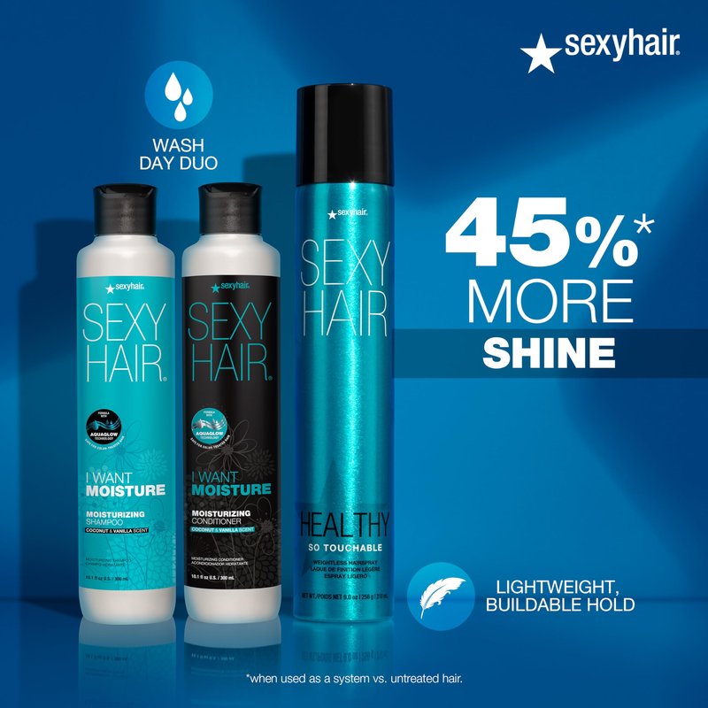 SexyHair I WANT MOISTURE Conditioner, 10.1oz | Tames Frizz | Increases Shine by 60% | All Hair Types