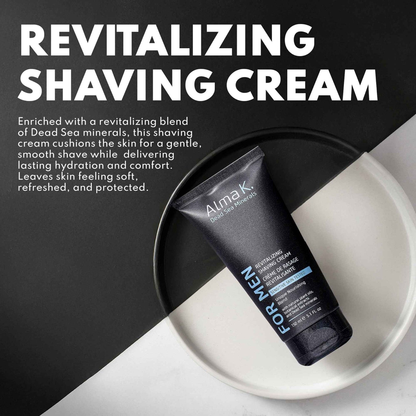 Alma K Revitalizing Shaving Cream - Nourishing and Calming Mens Shaving Cream with Dead Sea Minerals, Argan Oil - Gentle Shave Cream for Men - 5.1 oz