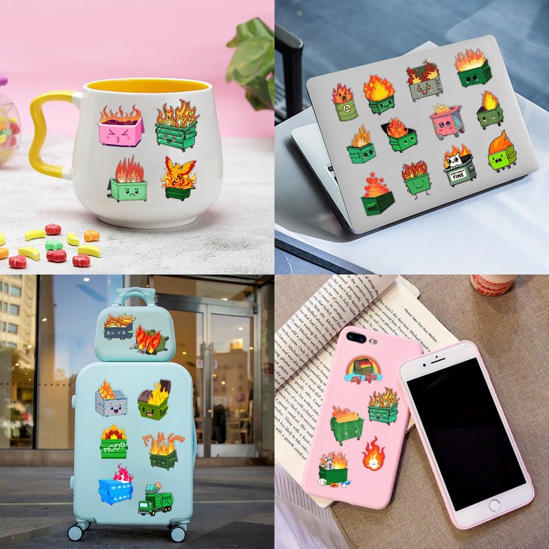 96PCS Dumpster Fire Temporary Tattoos Themed Birthday Party Favors Decorations Supplies Funny Garbage Trash Bin Firetruck Tattoo Stickers Gifts For Kids Boys Girls School Prizes Carnival Christmas