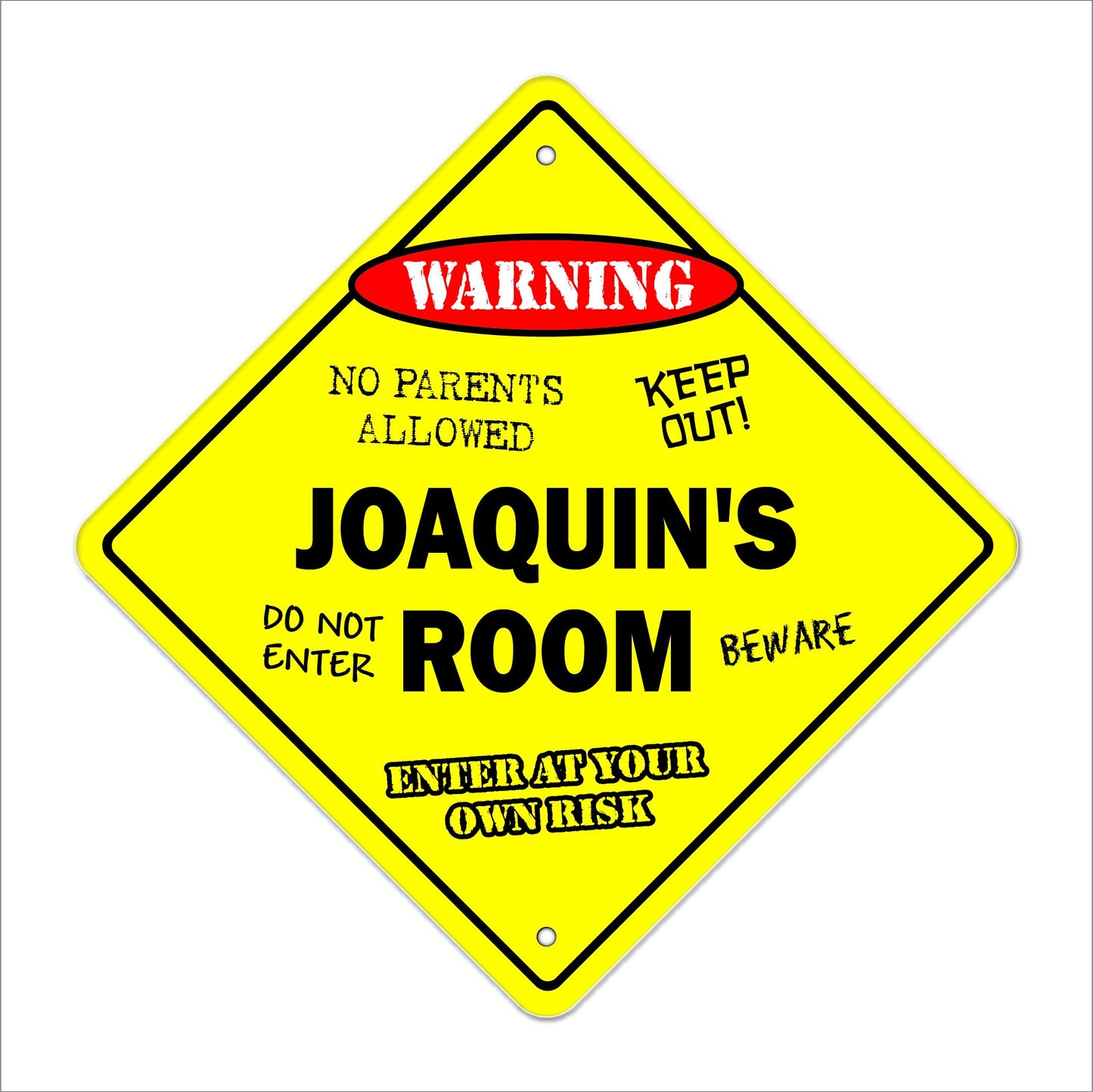 Joaquin's Room Sign Crossing Zone Xing | Indoor/Outdoor | 12" Tall Kids Bedroom Decor Door Children's Name boy Girl