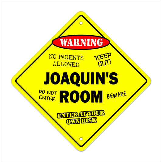 Joaquin's Room Sign Crossing Zone Xing | Indoor/Outdoor | 12" Tall Kids Bedroom Decor Door Children's Name boy Girl