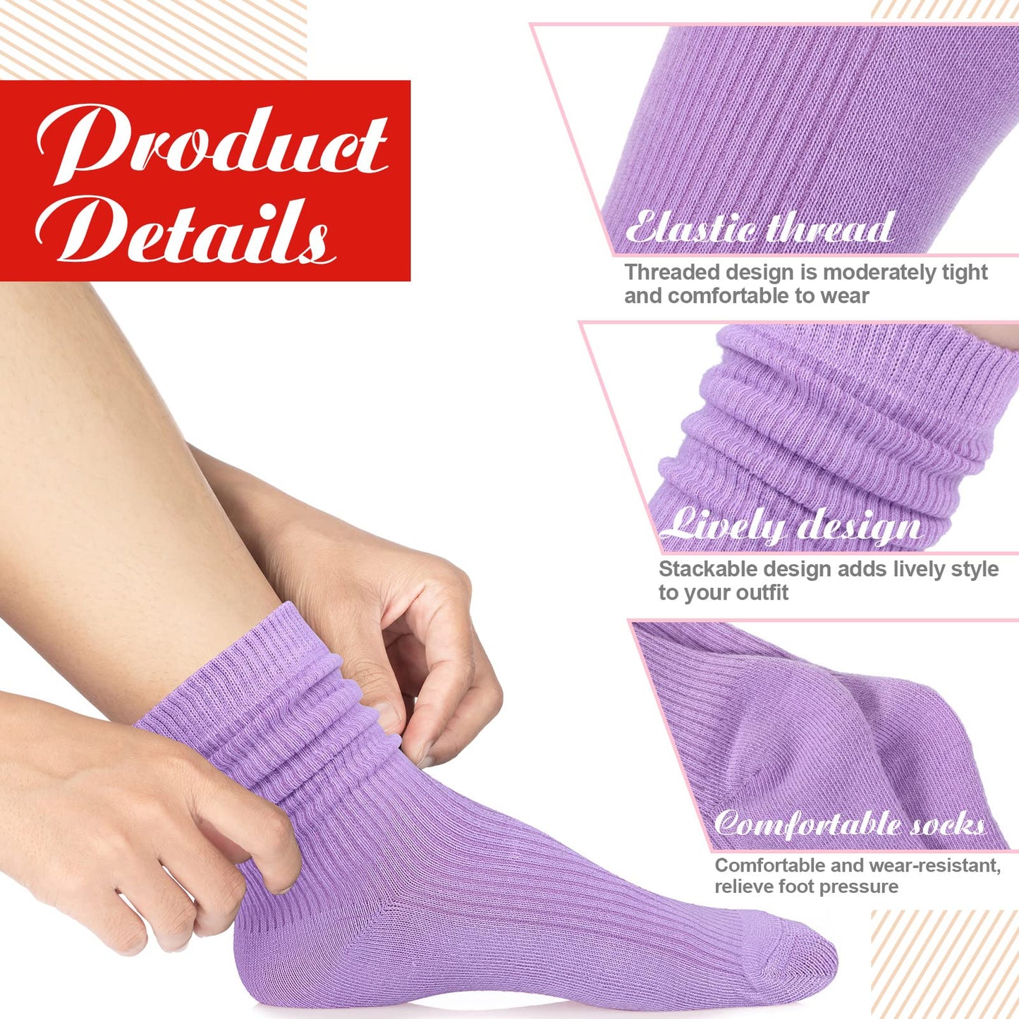 Jadive 30 Pairs Womens Crew Socks Solid Color Socks Lightweight Cute Women Cotton Gym Athletic(Multicolor)
