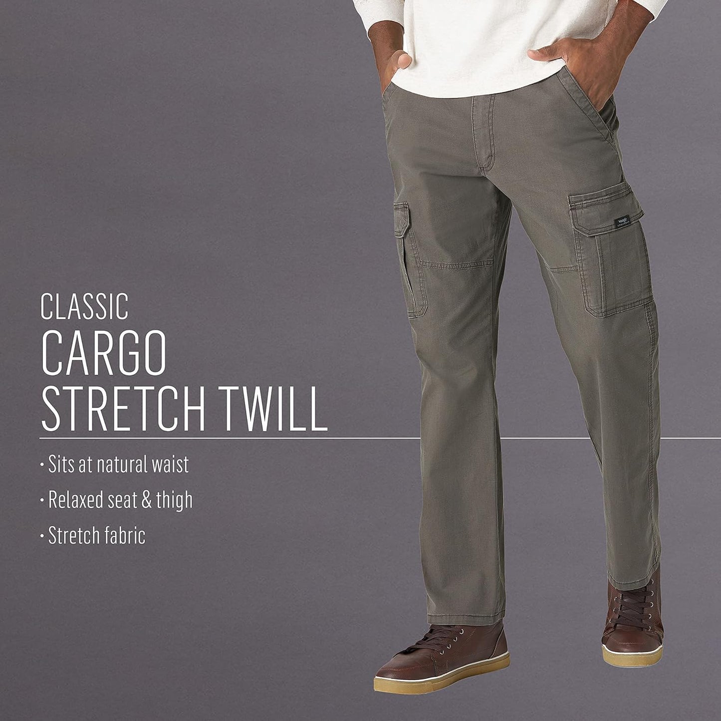 Wrangler Authentics Men's Cargo Pants - Relaxed Fit Stretch Fabric | Versatile Outdoor Wear