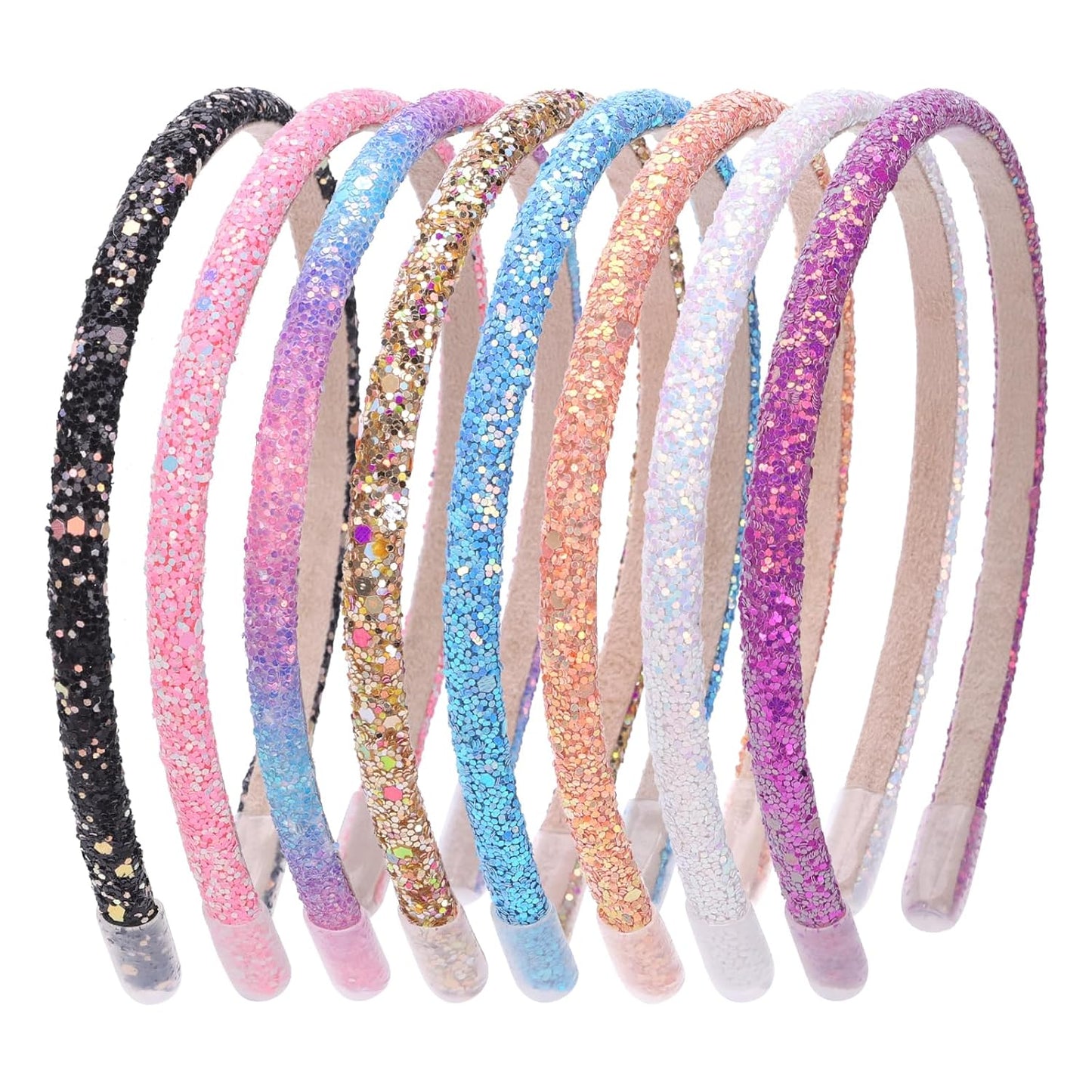 8pcs Glitter Headbands for Girls, women, Sparkle toddler Headband Accessory, Kids Hair Bands for Girls, Little Girl Hair Accessories, Daily Use and Party Hair Accessories, Birthday Gifts,Halloween