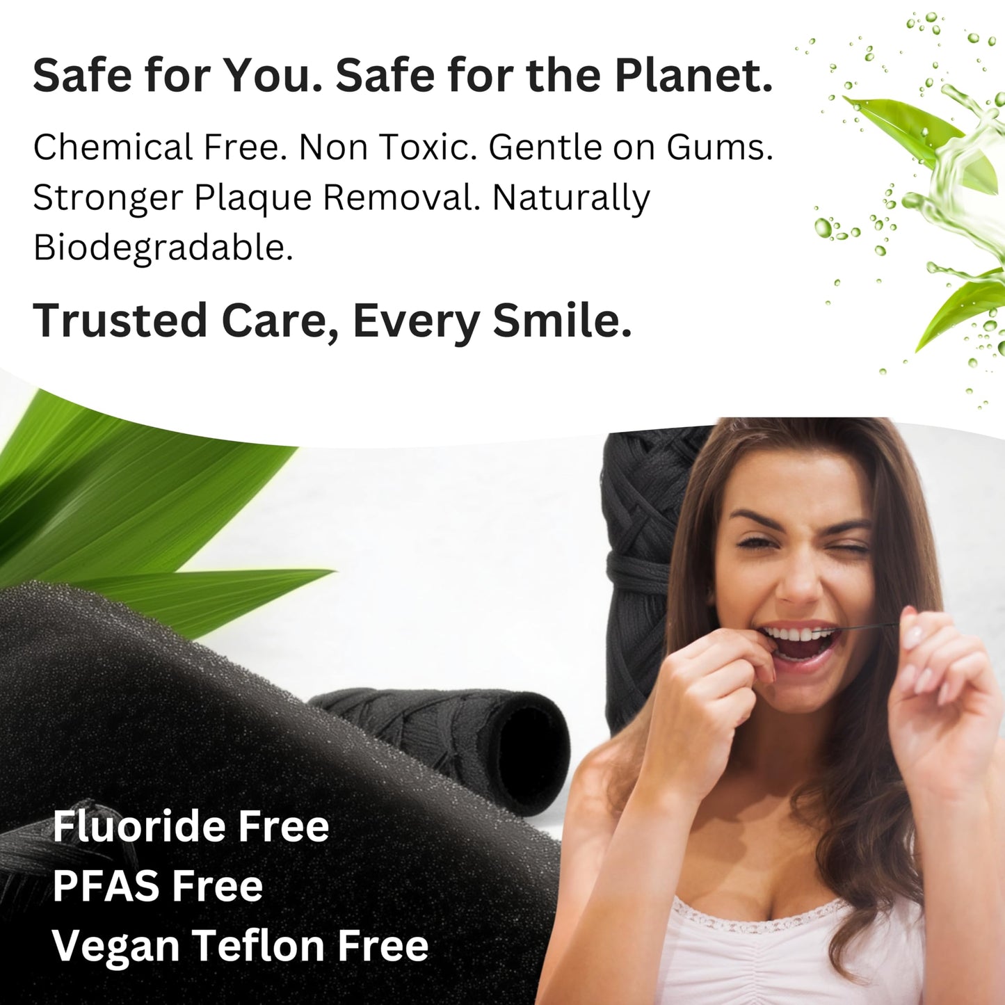 EcoYou Bamboo Charcoal Dental Floss | Mint & Candelilla Wax | Vegan & Biodegradable