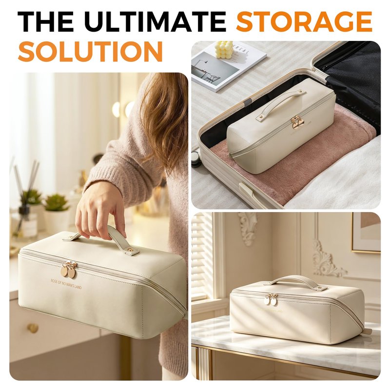Linpr Travel Storage Bag for Dyson Airwrap & Shark Flexstyle, Portable Handheld Travel Case, Double Compartments Organizer with Large Opening, Waterproof Hair Dryer Carrying Case (White)