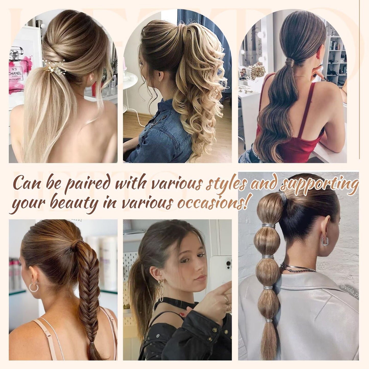 Hetto Ponytail Extension Human Hair Darkest Brown 12Inch 70g