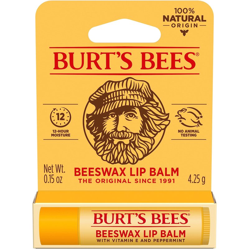 Burt's Bees 100% Natural Moisturizing Lip Balm, Original Beeswax with Vitamin E & Peppermint Oil, 0.15 Oz