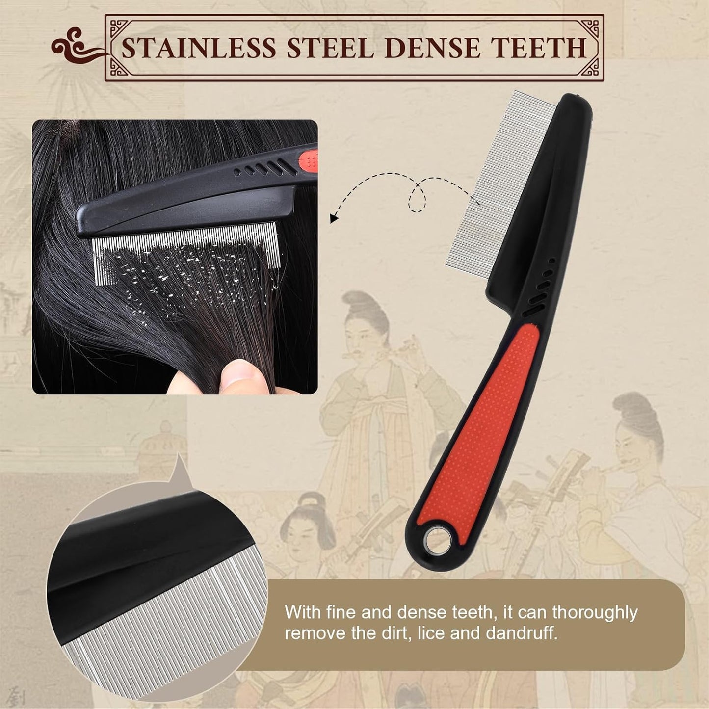 Patented Anti Dandruff Comb & Stainless Steel Fine Tooth Comb Kit, Dandruff Remover, Scalp Sweep Detoxing, Massage Dandruff Removal Brush for Scalp Build Up