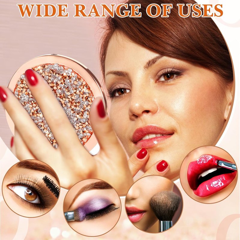 Inspirational Compact Mirror - 10 Pcs Double-Sided Pocket Mirror with Rhinestones | Portable Handheld Makeup Mirror for Women & Girls