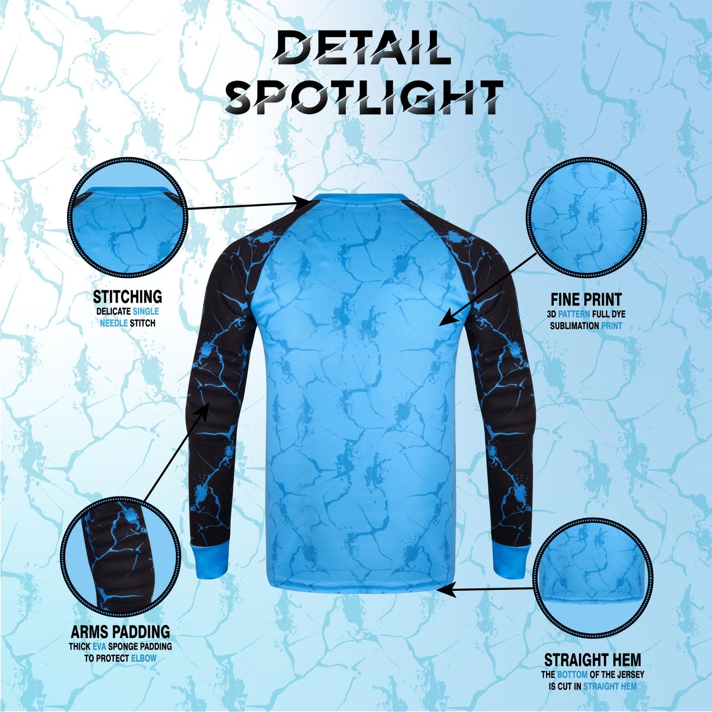 FOLK APPAREL Goalkeeper Jersey Chest Padded Goalie Shirt for Adult/Kids Soccer Elbow Padded Youth/Adult Sizes Long Sleeve (US, Alpha, Small, Regular, Regular, Blue)