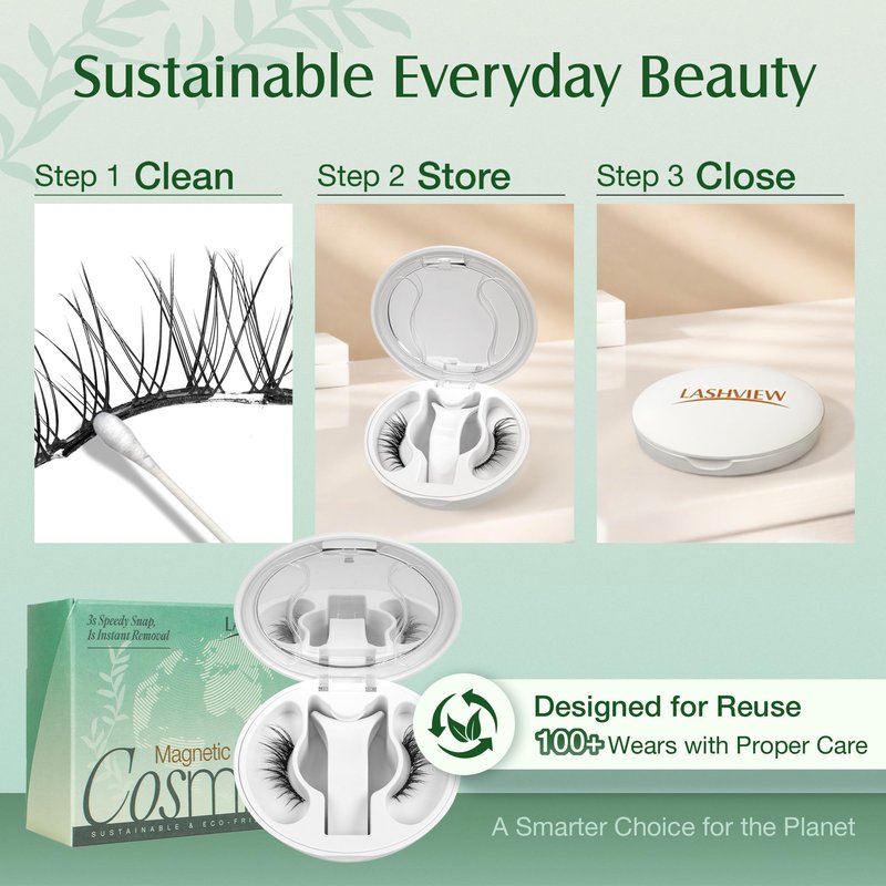 LASHVIEW Upgrade Magnetic Eyelashes with Applicator, Reusable Soft Magnetic Lashes Natural Look, No Glue Needed,Comfort& Convenient Portable All-in-One Box (RCY24)