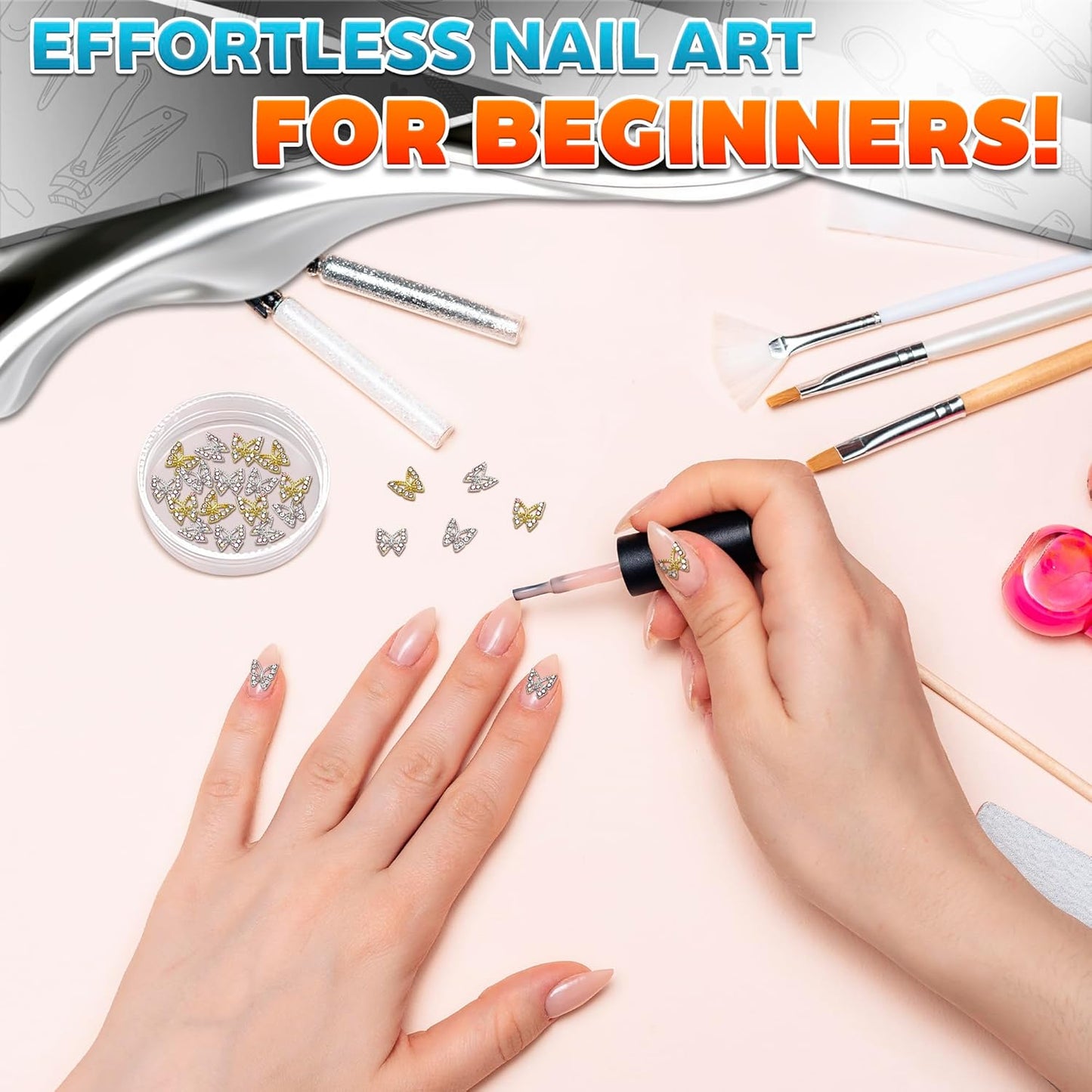 100 Pcs Silver Cross Nail Charms and Gems – 3D Acrylic Cross Charms for Nails for DIY & Professional Manicure – Easy-to-Apply & Durable Nail Decorations, Versatile for Y2K & Nail Studs