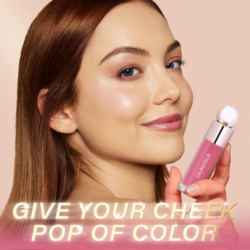 Cilrofelr Dewy Liquid Blush, Soft Cream Liquid Blush for Cheek, Buildable & Blendable Pigment, Lightweight & Smooth Texture, Longwear Formula for a Soft, Natural Flush (05 Nude Peach)
