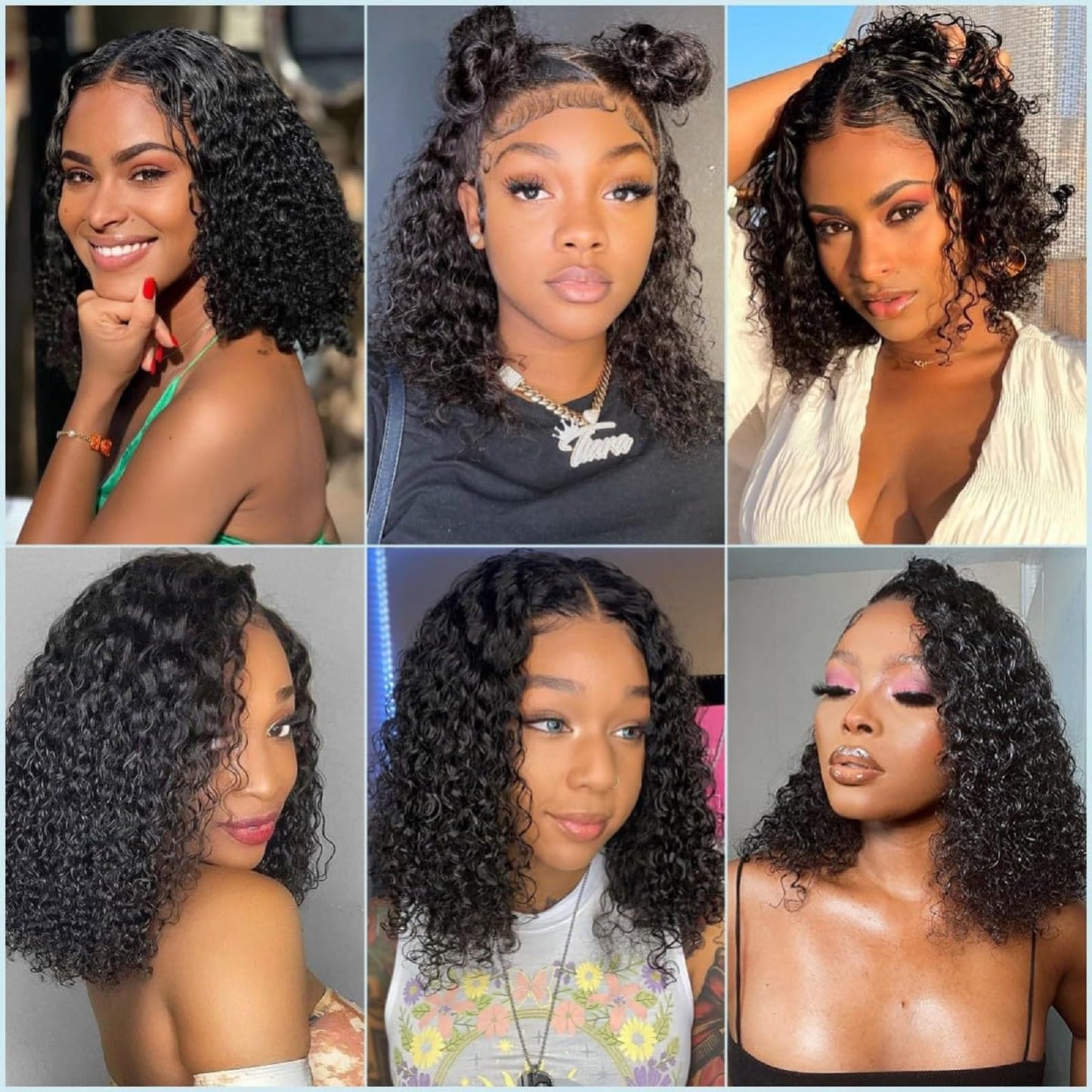 Nikiss 14 Inch Short Bob Wigs 13x6 Deep Wave Curly Bob Wig 200 Density Brazilian Virgin Human Hair Pre Plucked Glueless Lace Frontal Wig for Women Natural Hairline