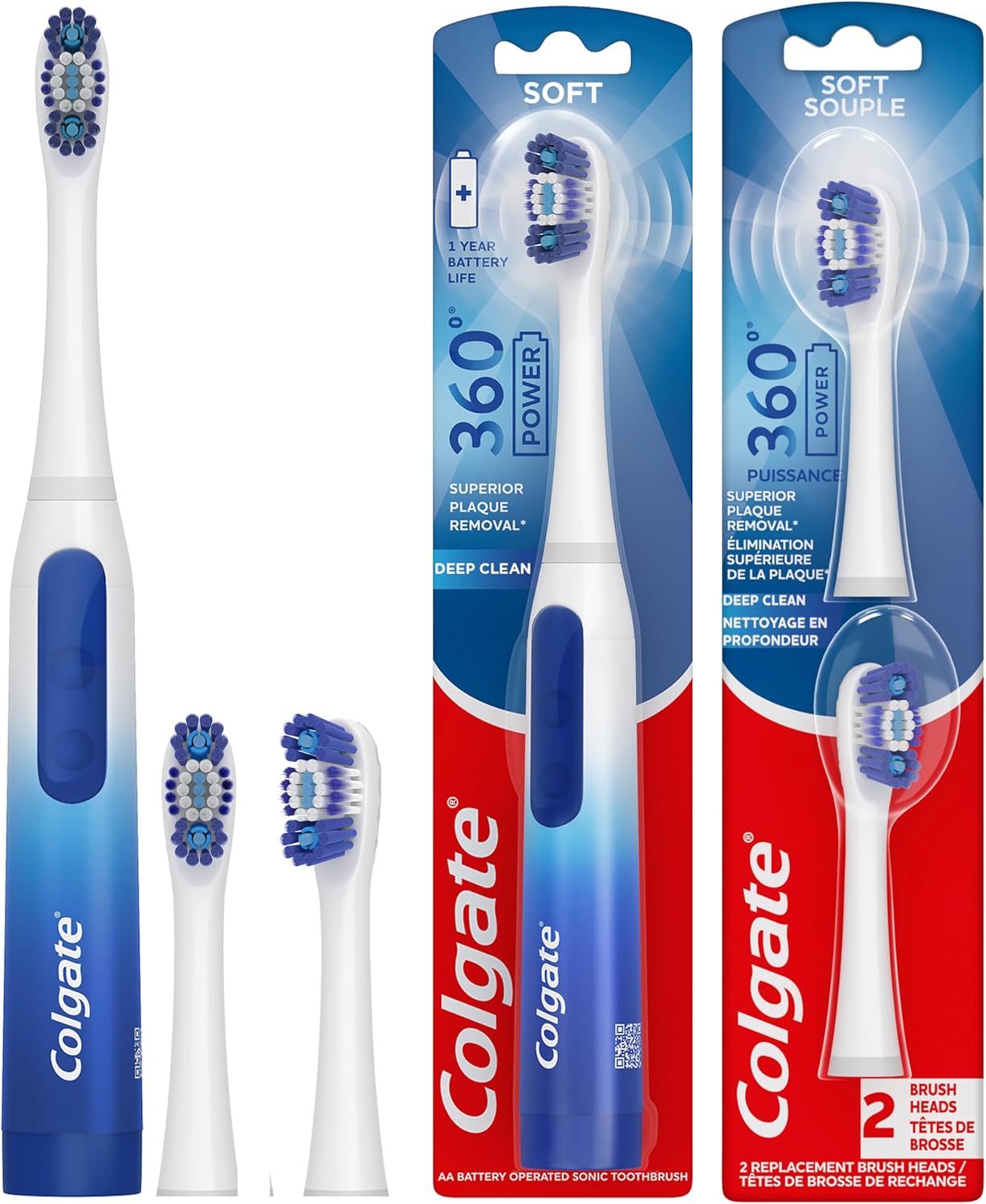 Colgate 360 Floss Tip Sonic Powered Battery Toothbrush Refill Pack - 2ct