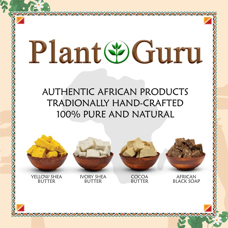 Plant Guru Raw African Shea Butter 32 oz. Bulk 100% Pure Natural Unrefined YELLOW - Ideal Moisturizer For Dry Skin, Body, Face And Hair Growth. Great For DIY Soap and Lip Balm Making.