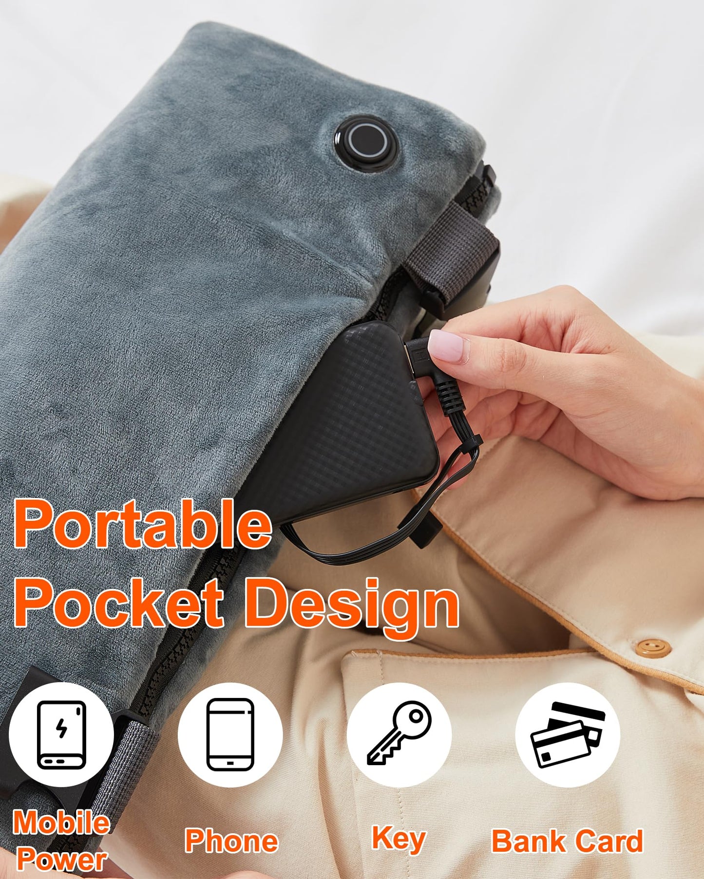 Hand Warmer Pouch Rechargeable, Portable Graphene Heated Gloves Handwarmers Bag with 10000MAH Battery,3 Heat Modes, Fast Electric Heating Pouch for Women,Kids, Hunting,Camping&Xmas Gifts