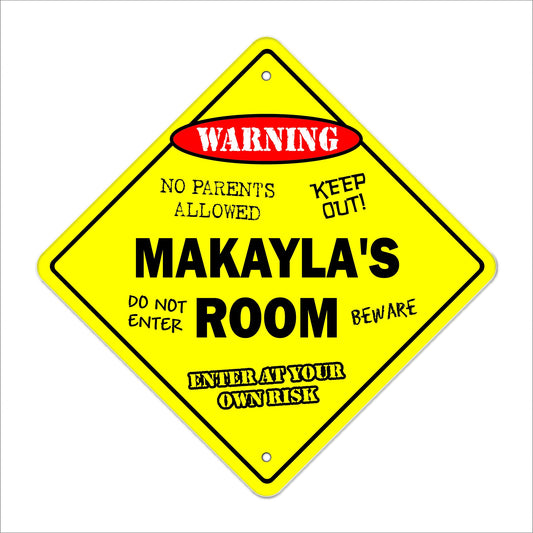 Makayla's Room Sign Crossing Zone Xing | Indoor/Outdoor | 12" Tall Kids Bedroom Decor Door Children's Name boy Girl