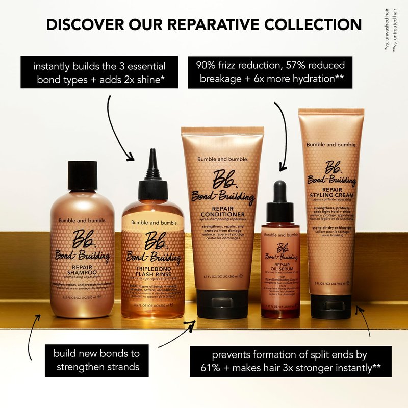 Bumble and bumble. Bond-Building Hair Repair Styling Cream | Makes Hair 3x Stronger Instantly | Prevents Split Ends | Heat Protectant | For All Damaged Types, 5 Fl Oz