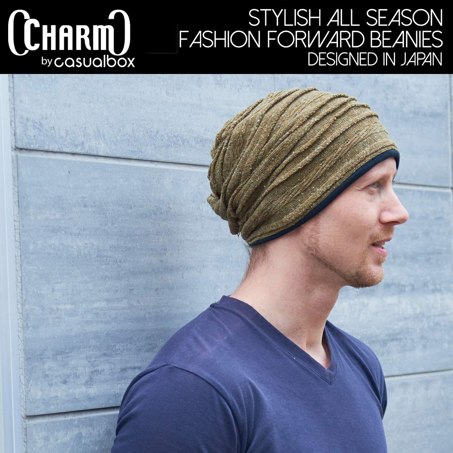 CHARM Organic Cotton Winter Beanie - Men Slouchy Oversized Hat Women Chemo Cap Slouch All Season Unisex Gray
