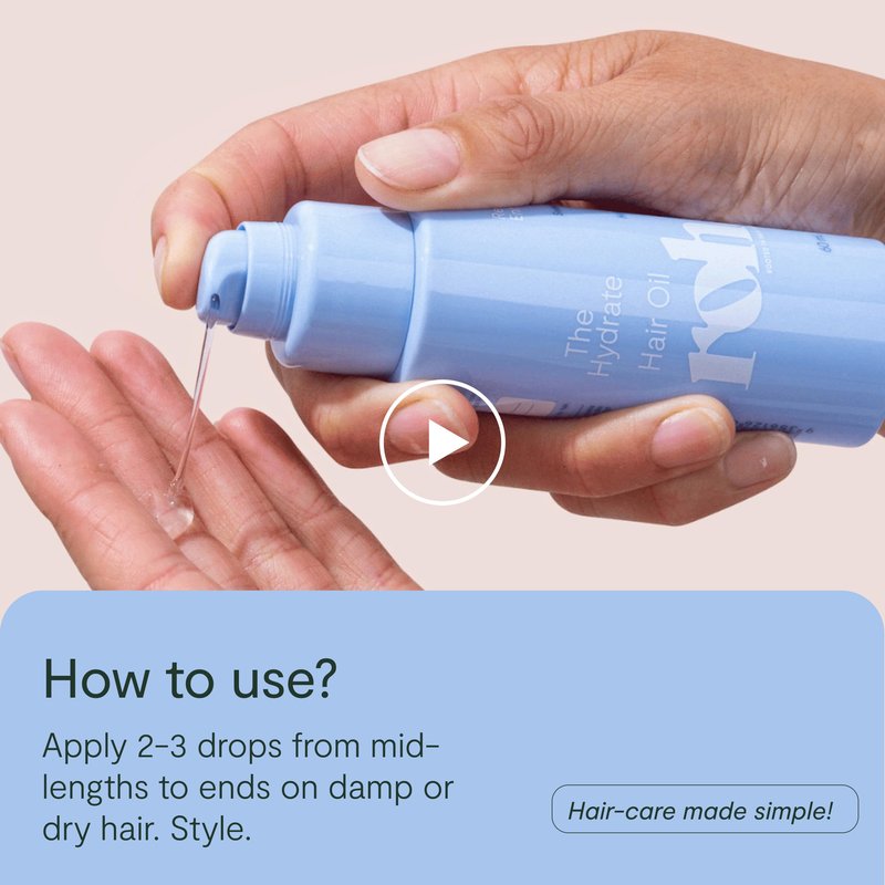 ROH Hydrate Hair Oil 60ml - Hydration & moisture for dry and dehydrated hair, Cruelty-Free