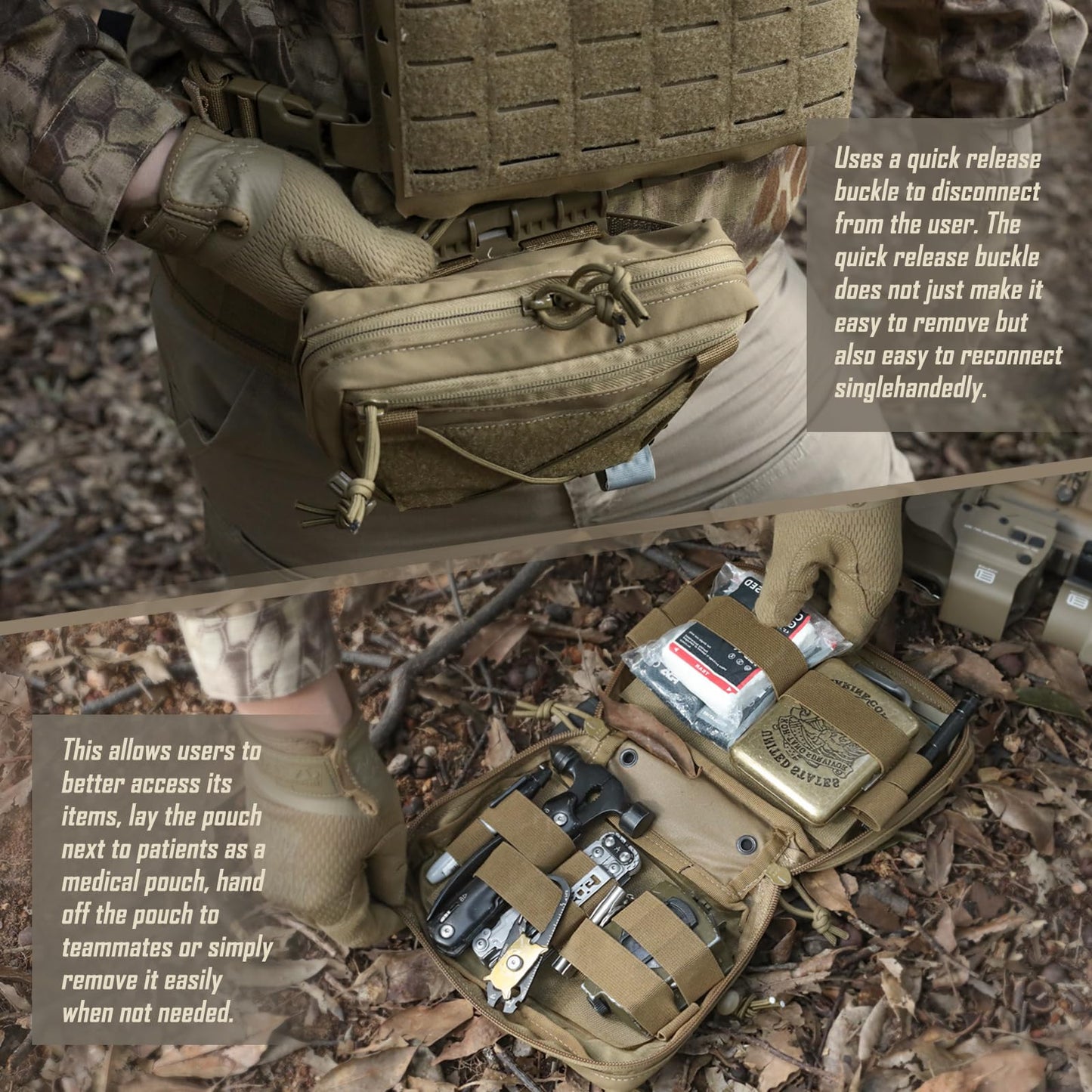 WYNEX Tactical Plate Carrier Drop Pouch Dangler Pouch for Molle Carrier Vest Chest Rig Accessories with Hook Loop Panel