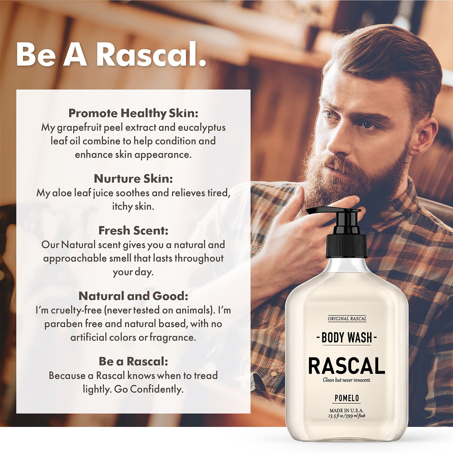 Rascal Body Wash with Grapefruit Peel Extract and Eucalyptus Leaf Oil for Skin Conditioning