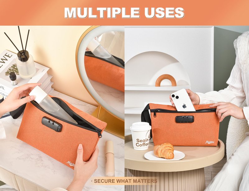 MAICHENG Storage Bag with Combination Lock Large Cosmetic Organizer Container Medicine Lock Case with Accessories