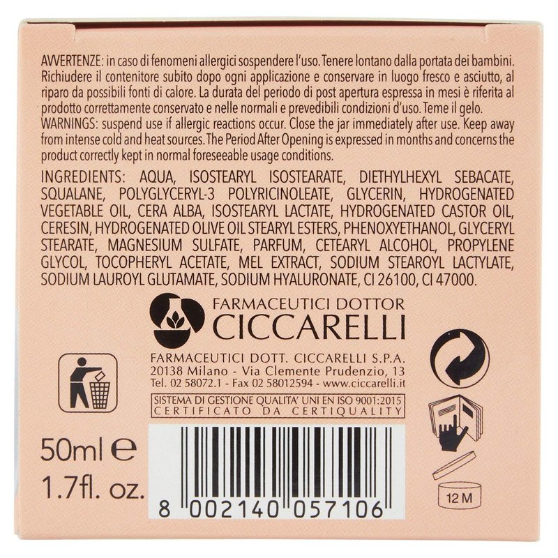 CERA DI CUPRA Nourishing Protective Cream with Honey and Hyaluronic Acid (1.7 Fl Oz / 50ml)