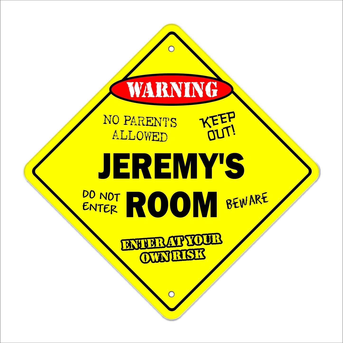 Jeremy's Room Sign Crossing Zone Xing | Indoor/Outdoor | 12" Tall Kids Bedroom Decor Door Children's Name boy Girl