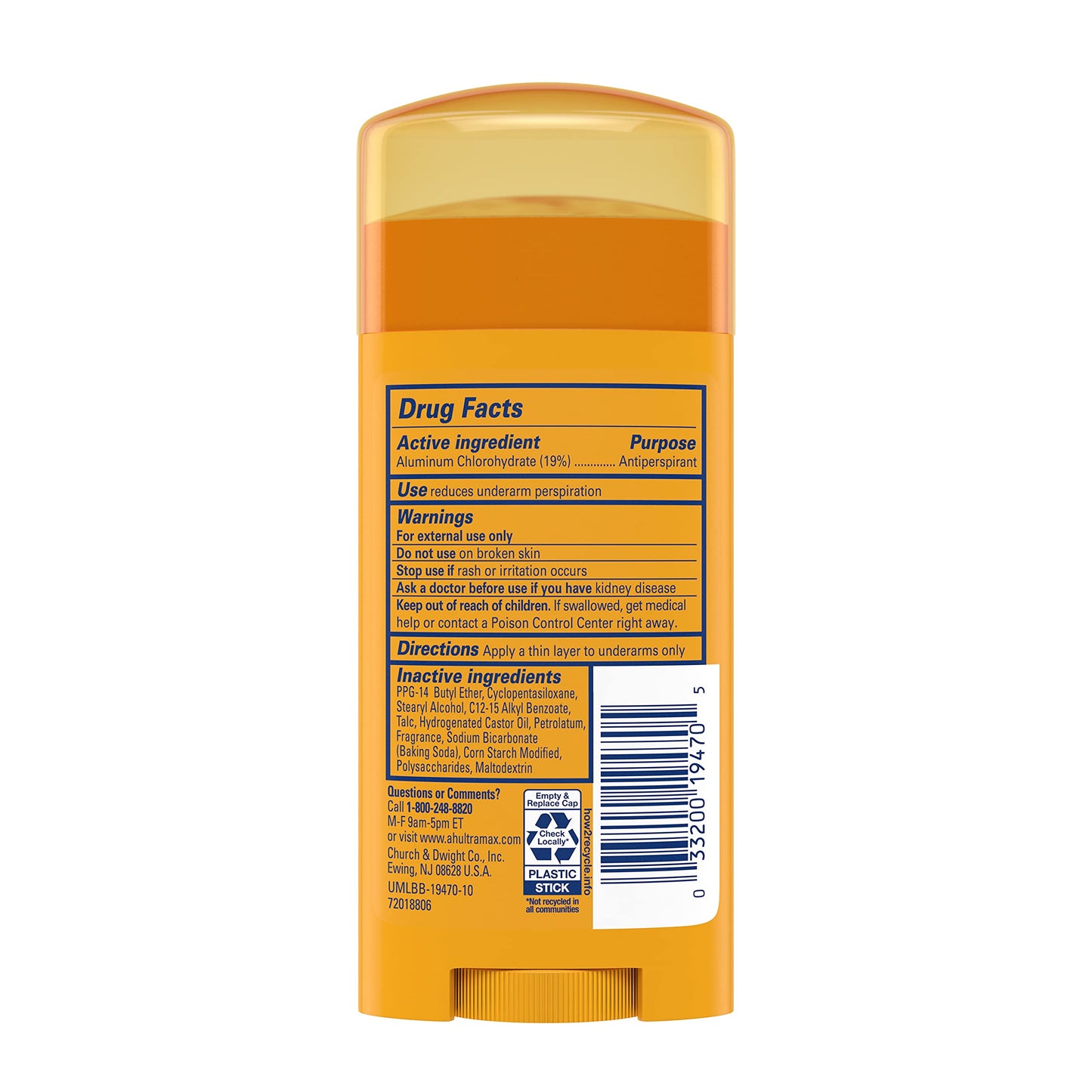 Arm & Hammer ULTRAMAX Anti-Perspirant Deodorant Solid Powder Fresh, 2.60 oz, 7-Pack