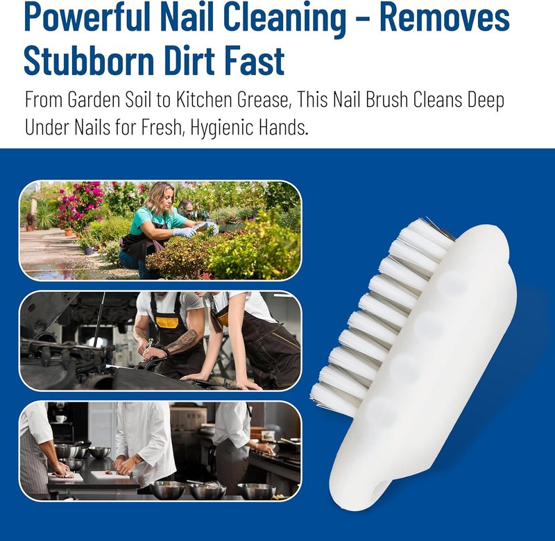 SPARTA Nail Scrub Brush - Heavy-Duty Hand & Fingernail Cleaner with Stiff Bristles | 5 x 2.24 Inches, White